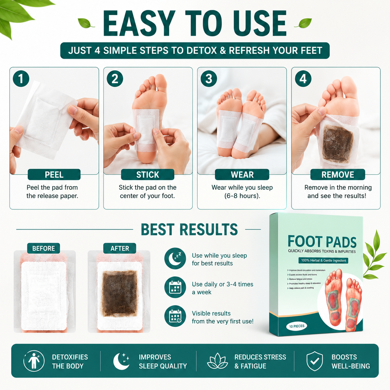 Overnight Herbal Foot Pads | Buy 1 Get 1 Free