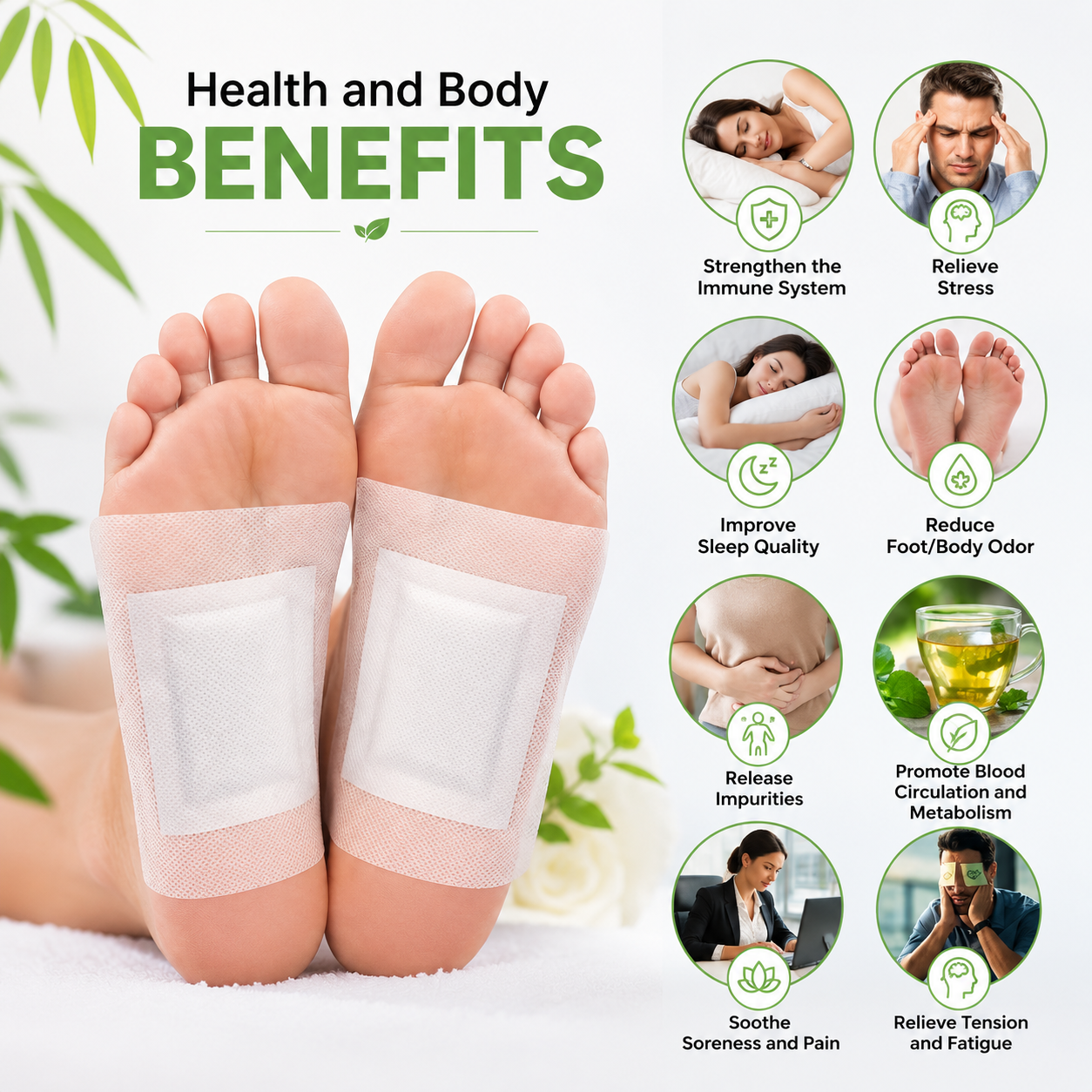 ToxiClean™ Overnight Foot Patches | Herbal Wellness Pads