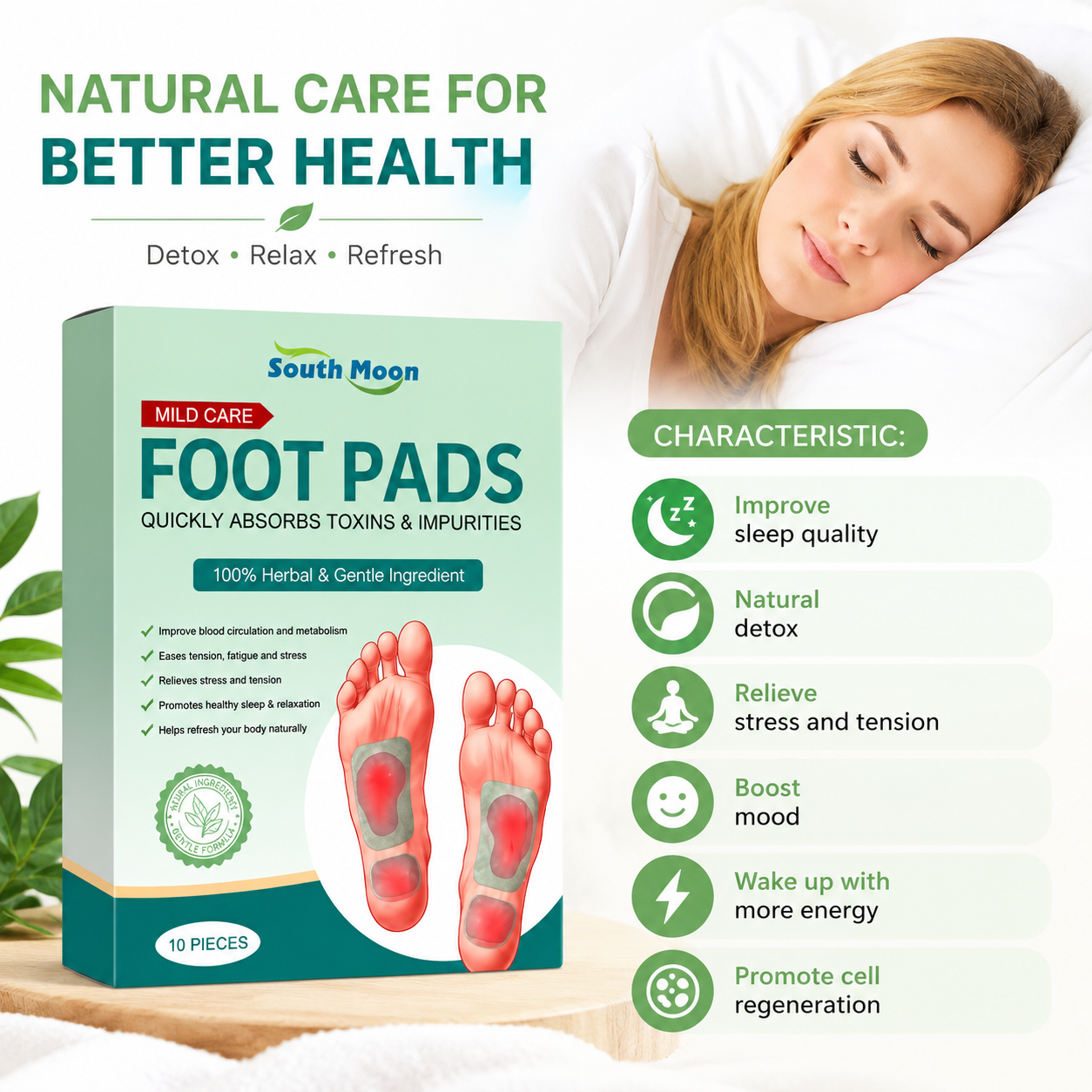 ToxiClean™ Overnight Foot Patches | Herbal Wellness Pads
