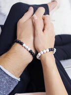 Black Tourmaline & White Howlite Natural Healing Crystal Beads Bracelet